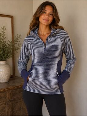 Avalanche Blue and White Striped Hooded Pullover